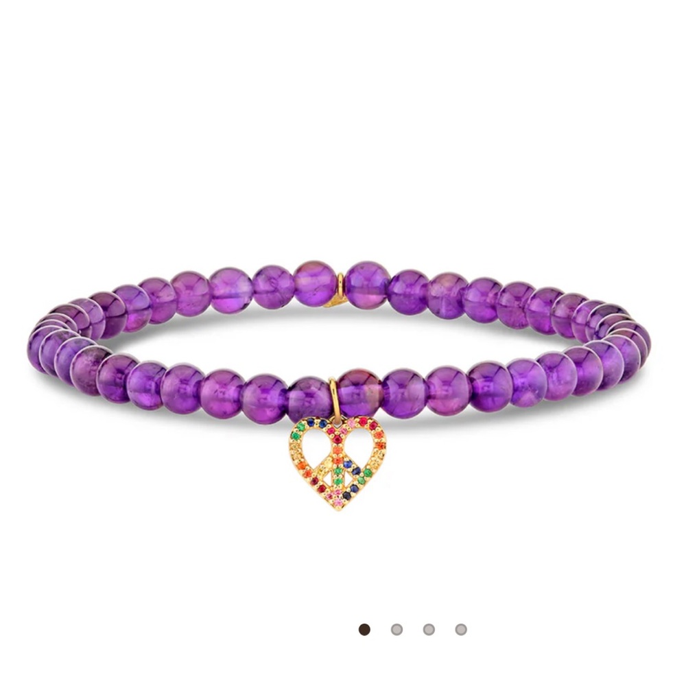 Sydney Evan 14K Gold & Rainbow Peace
Heart on Amethyst